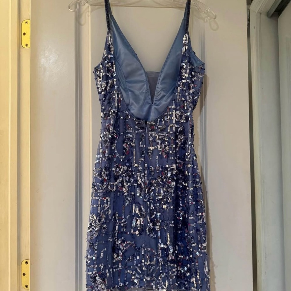 Primavera Couture Blue Sequin Bodycon Dress